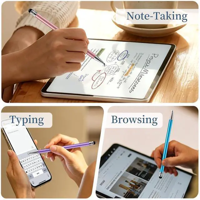 Alt view image 7 of 7 - Stylus Pen for Touchscreen, 3pcs 2-in-1 High Sensitivity and Precision Stylus Pens for iPad iPhone Android Suitable for All Touch Screens (Pink/Blue/Purple)
