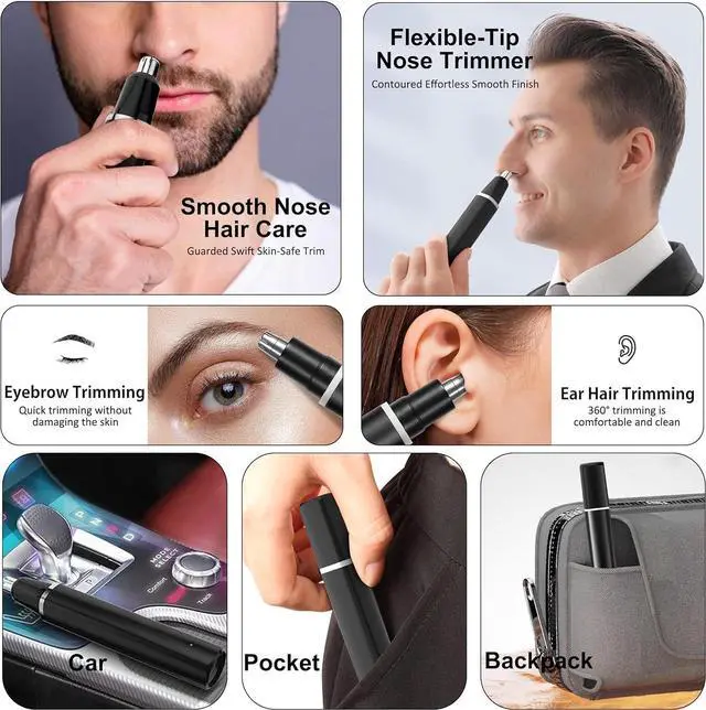 Alt view image 3 of 7 - Hair Clipper Kit, Rechargeable Beard Trimmer with Nose Trimmer, Cordless Hair Clippers for Men with 4 Guides, Professional Hair Cutting Kit for Home UseMens Gift