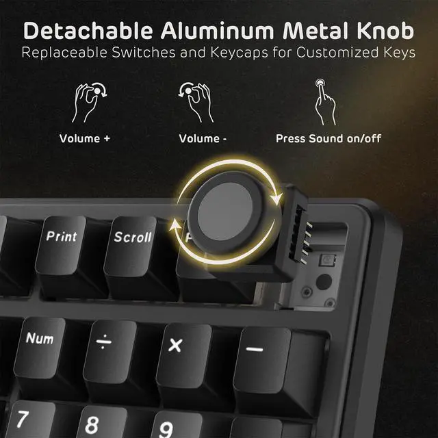 Alt view image 3 of 7 - X104 Full Size Mechanical Keyboard, Wired Creamy Gaming Keyboard with Number Pad and Knob,104 Keys Computer Keyboard Linear Switch,RGB Backlit,Online Software for Wins/Mac