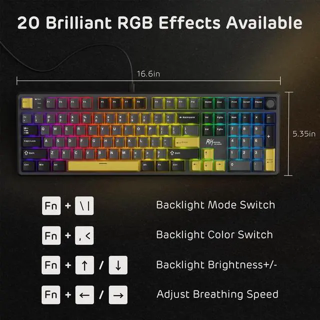 Alt view image 5 of 7 - X104 Full Size Mechanical Keyboard, Wired Creamy Gaming Keyboard with Number Pad and Knob,104 Keys Computer Keyboard Linear Switch,RGB Backlit,Online Software for Wins/Mac