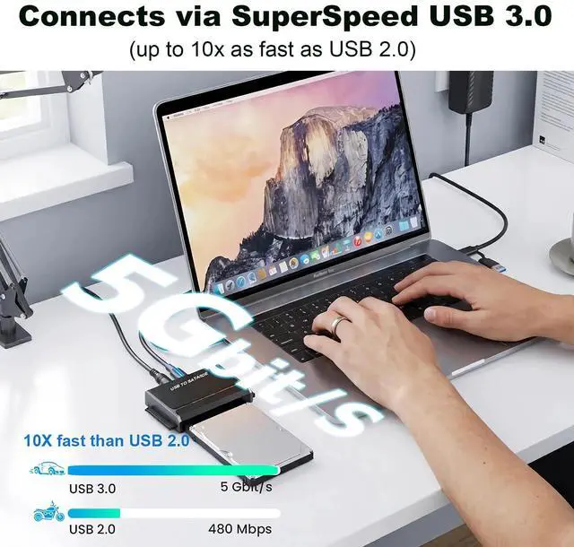 Alt view image 3 of 7 - Hard Drive Reader USB 3.0 & Type C to IDE SATA Adapter, External Data Transfer Recovery Converter Kit for 2.5"/3.5" SATA/IDE HDD SSD Hard Disk, Included 12V/2A Power up to 6TB