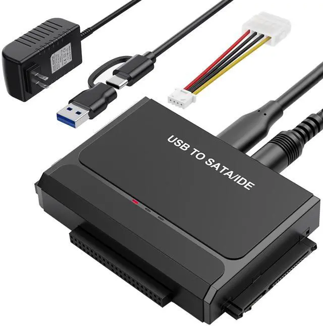 Main image of Hard Drive Reader USB 3.0 & Type C to IDE SATA Adapter, External Data Transfer Recovery Converter Kit for 2.5"/3.5" SATA/IDE HDD SSD Hard Disk, Included 12V/2A Power up to 6TB