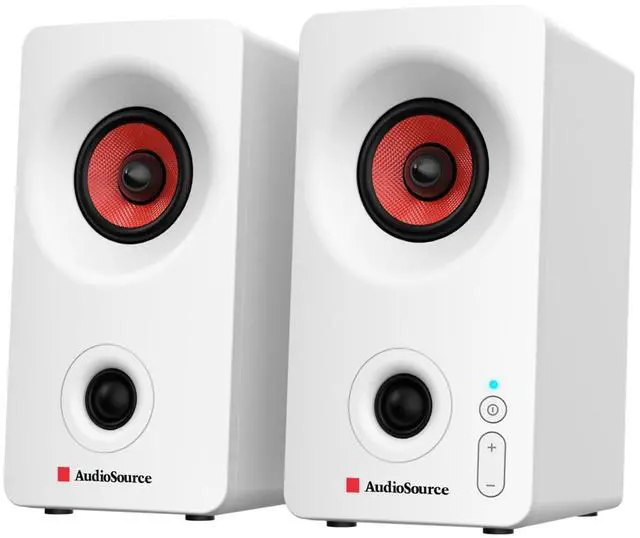 Main image of Desktop PC Speakers with Bluetooth 5.3, USB-C Plug & Play, 2.0 Stereo Computer Speakers with Dual 2" Drivers, Compact Design, AUX Input, LED Indicator (White)