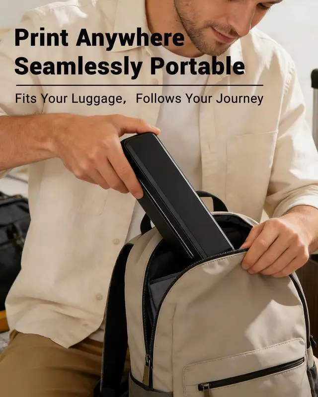 Alt view image 5 of 7 - Portable Thermal Printer, Wireless Inkless Bluetooth Printer for Travel, Compatible with iPhone, Android, Laptop & PC, Supports Letter, A4 & A5 Thermal Paper Black