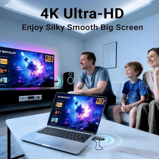 Alt view image 2 of 7 - H4K Wireless HDMI Transmitter & Receiver 4K Decode 1080P@60Hz Plug&Play Dual-Band 5G+2.4G HDMI Extender 50m (164ft) Low Latency for Business Use, Streaming & Home Theater Laptop/PC/TV/Projector