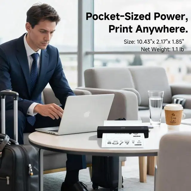 Alt view image 6 of 7 - MT620 Portable Printer Wireless for Travel, Inkless Thermal Printer for iOS/Andorid/Laptop, Supports Thermal Paper & Labels,Supports 8.5"x 11"US Letter & A4, A5 for Office/Home/School/Vehicles