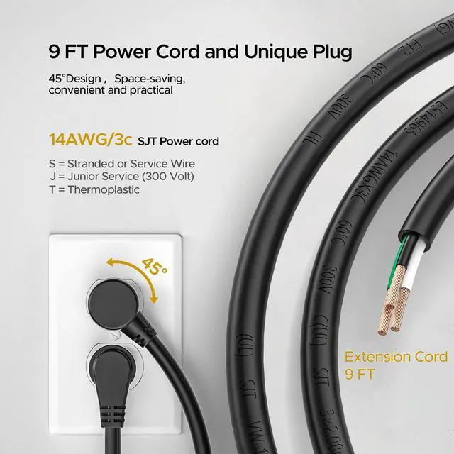 Alt view image 6 of 7 - 12-Outlet Heavy Duty Metal Power Strip with Individual Switches, Wide Spacing for Bulky Plugs, 9FTCord with Cable Management, 1020J Surge Protector for Garage, Workshop, Home (15A/1875W)
