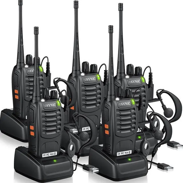 Main image of 5-Pack Rainproof Walkie Talkies Adults & Kids-3 Miles Long Range 16CH Compact Walky Talky-Hand Free VOX-1500mAh Rechargeable Battery-5 Headsets&Flashlight-Easy to Use for Indoor/Camping/Hiking