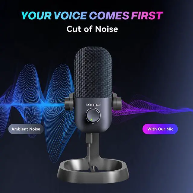 Alt view image 5 of 7 - USB Microphone for PC, Gaming, Podcasting, Streaming, Recording, Cardioid Condenser Mic with Noise Cancellation, Mute Button, Volume & Monitor Control, Plug & Play for YouTube