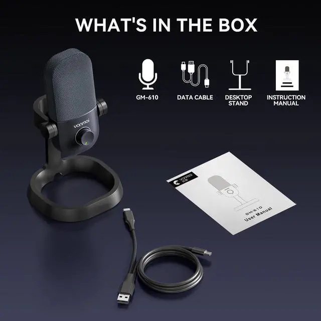 Alt view image 7 of 7 - USB Microphone for PC, Gaming, Podcasting, Streaming, Recording, Cardioid Condenser Mic with Noise Cancellation, Mute Button, Volume & Monitor Control, Plug & Play for YouTube