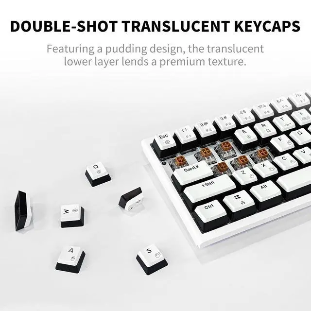 Alt view image 4 of 7 - X1 Pro Wireless Mechanica Keyboard, Tri-Mode Bluetooth/2.4G/USB-C, Hot-Swappable Tactile Switch Gaming Keyboard, Mini Compact White Backlit Keyboards with Wrist Rest - White