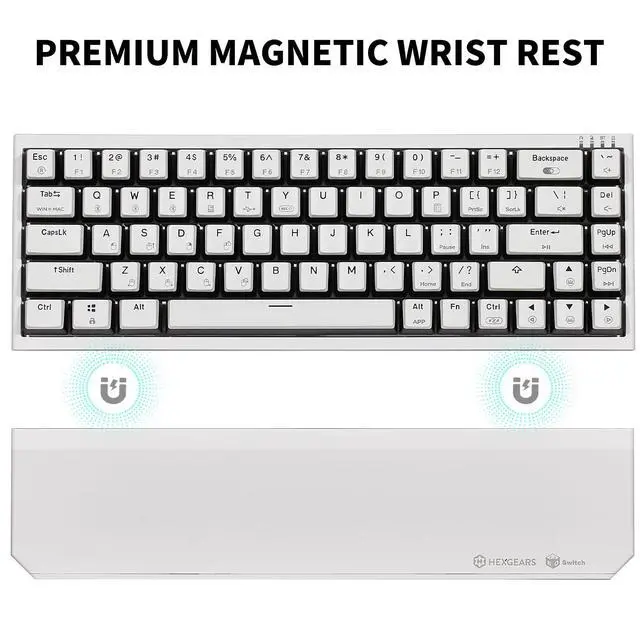 Alt view image 7 of 7 - X1 Pro Wireless Mechanica Keyboard, Tri-Mode Bluetooth/2.4G/USB-C, Hot-Swappable Tactile Switch Gaming Keyboard, Mini Compact White Backlit Keyboards with Wrist Rest - White