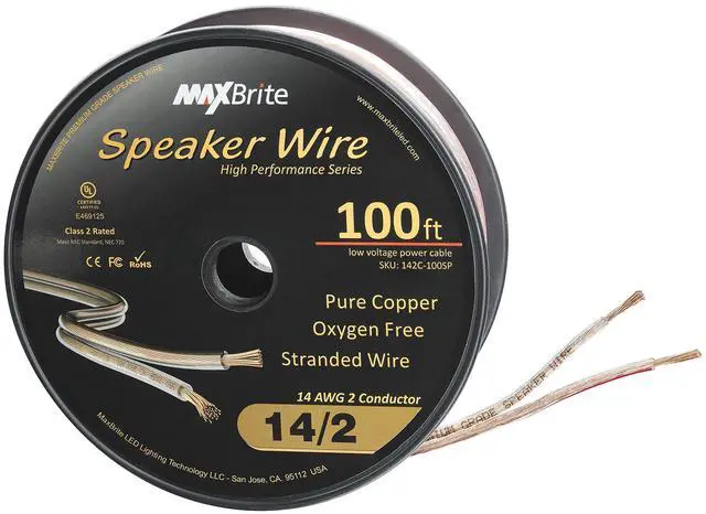 Main image of 100 ft. Spool High Performance 14 Gauge Speaker Wire, Oxygen Free Pure Copper - UL Listed Class 2