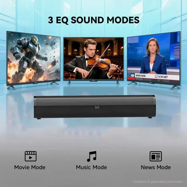 Alt view image 4 of 7 - HDMI Sound Bar Smart TV, Home Theater Surround Sound Bars, TV Speakers Sounds Bar Bluetooth HDMI AUX OPT COAX USB Home Audio Surrounds Sounds System For PC Projector Game Movie/Music/News, Black