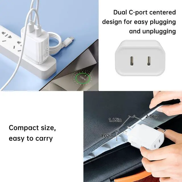 Alt view image 5 of 7 - Australia/New Zealand/Argentina/Fiji Fast Charger Dual USB Type C AU Adapter Plug Type I Wall Block for Apple iPhone 17 16 15 14 13 12 Pro Max Samsung Google Pixel PD PPS 20W/20W Travel Essentials