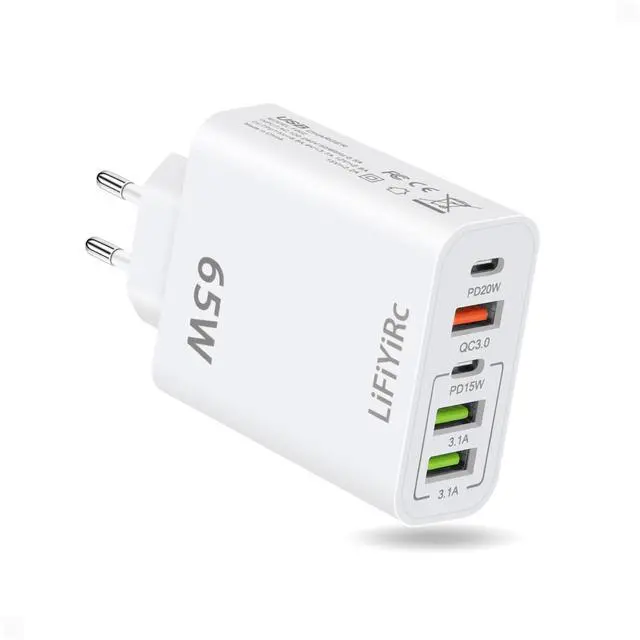 Main image of European Travel Plug Adapter, Type C Charger Block PD 20W QC3.0 Fast Charging, 2 USB C 3 USB A Power Adaptor to Europe Compatible with iPhone 17 16 15 14 13 12 Pro Max XS XR X Plus, Galaxy