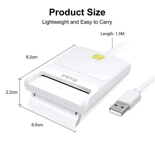 Alt view image 6 of 7 - CAC Card Reader Military, CAC Reader Military, DOD Military USB Common Access CAC Smart Card Reader, Compatible with Windows, Mac OS and Linux (White)