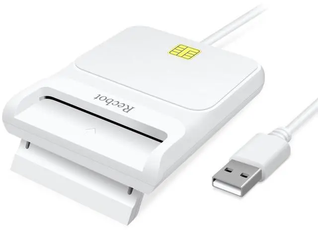 Main image of CAC Card Reader Military, CAC Reader Military, DOD Military USB Common Access CAC Smart Card Reader, Compatible with Windows, Mac OS and Linux (White)