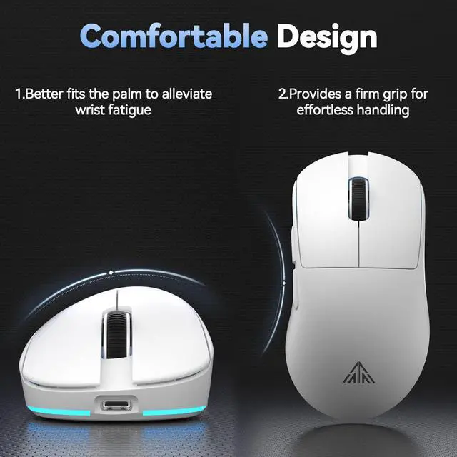 Alt view image 6 of 7 - SM822 Wireless Gaming Mouse with Charging Dock, Tri-Mode Wireless Mouse, PAW3311 Optical Sensor, Up to 24,000DPI, 62g Lightweight Mouse with 5 programmable Buttons, for PC, Laptop (White)