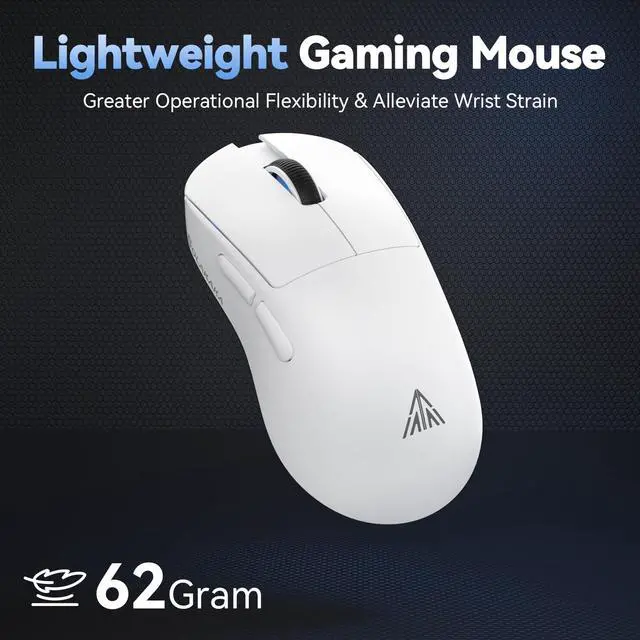 Alt view image 7 of 7 - SM822 Wireless Gaming Mouse with Charging Dock, Tri-Mode Wireless Mouse, PAW3311 Optical Sensor, Up to 24,000DPI, 62g Lightweight Mouse with 5 programmable Buttons, for PC, Laptop (White)