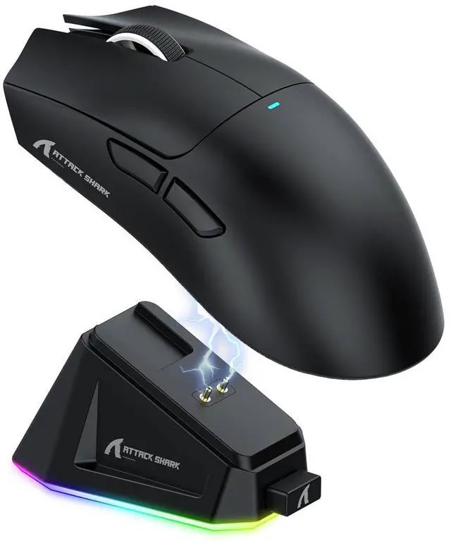 Main image of Attack Shark X11 59g Superlight Wireless Gaming Mouse with Magnetic RGB Charging DockBT/2.4G Wireless/Wired Mouse, 22000 DPI5 Programmable Buttons for PC/Laptop/MacBlack