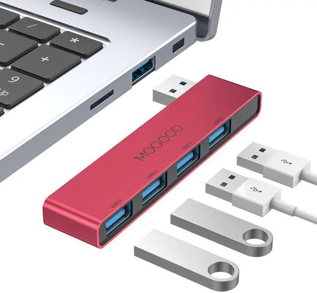 Main image of USB 3.0 Hub, 4-Port USB, Ultra-Slim USB Splitter for Laptop, No Cable, Flush Fit, Plug & Play Data USB Expander for Mouse, Keyboard, Flash Drive, Printer Right Side