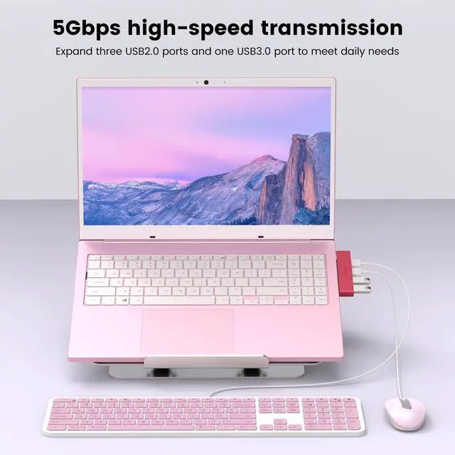 Alt view image 6 of 6 - USB 3.0 Hub, 4-Port USB, Ultra-Slim USB Splitter for Laptop, No Cable, Flush Fit, Plug & Play Data USB Expander for Mouse, Keyboard, Flash Drive, Printer Right Side