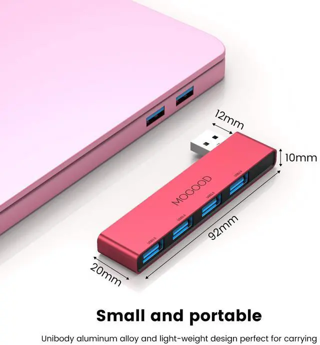 Alt view image 5 of 6 - USB 3.0 Hub, 4-Port USB, Ultra-Slim USB Splitter for Laptop, No Cable, Flush Fit, Plug & Play Data USB Expander for Mouse, Keyboard, Flash Drive, Printer Right Side