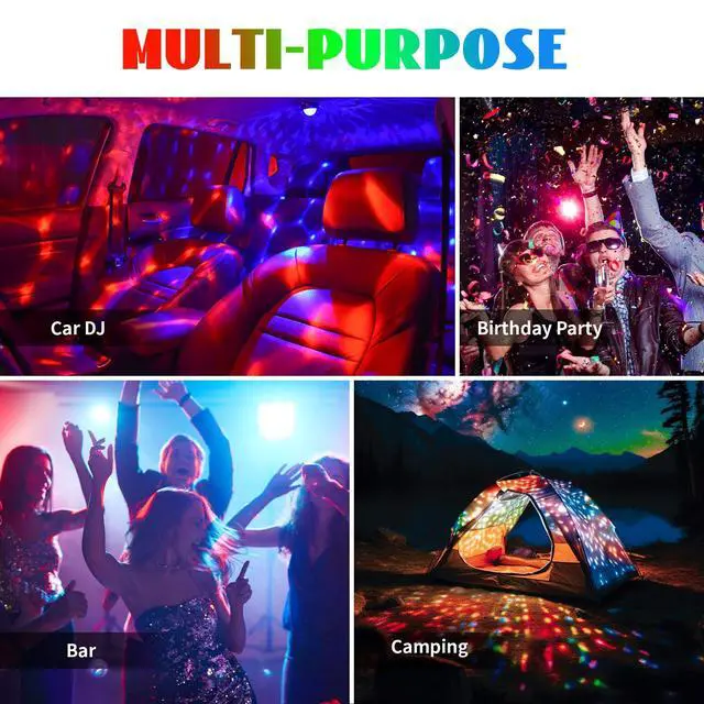 Alt view image 7 of 7 - Car Disco Ball Light with 2 Modes (Sound Activated/Auto Flash) - Magnetic Base, Rechargeable Battery & USB Cable, Vehicle Party Lights for Interior Decor(Black)