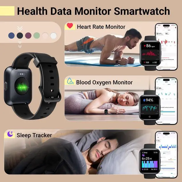 Alt view image 4 of 7 - Smartwatch for Women/Men, Compatible with Android & iPhone, 1.8'' Fitness Tracker Watch with Alexa, Call & Notification Alerts, Heart Rate & Sleep Monitor, 120 Sports Modes, Waterproof Smart Watch