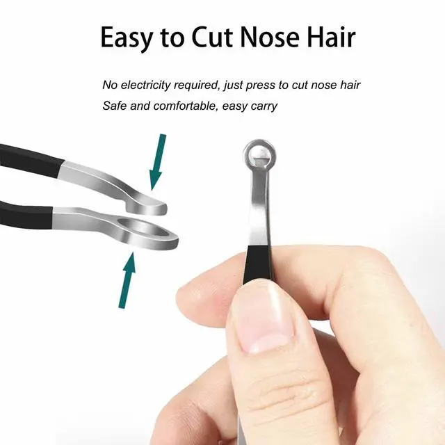 Alt view image 2 of 7 - Nose Tweeezers, Manual Nose Hair Trimmer for Men- Stainless Steel Precision Blades with Leather Case, Nasal Hair Cutter Tweezers for Eyebrow, Ear & Facial Hair Grooming Tool (Black)