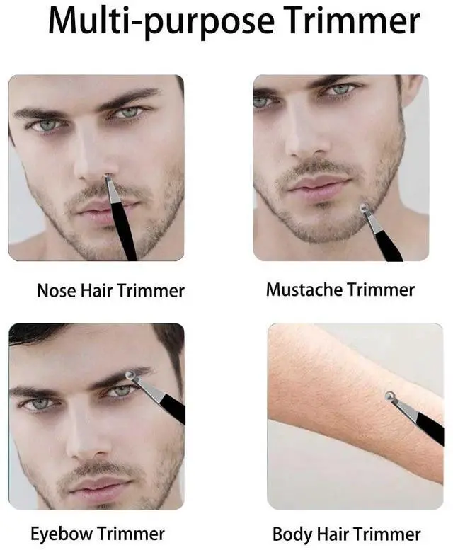 Alt view image 4 of 7 - Nose Tweeezers, Manual Nose Hair Trimmer for Men- Stainless Steel Precision Blades with Leather Case, Nasal Hair Cutter Tweezers for Eyebrow, Ear & Facial Hair Grooming Tool (Black)