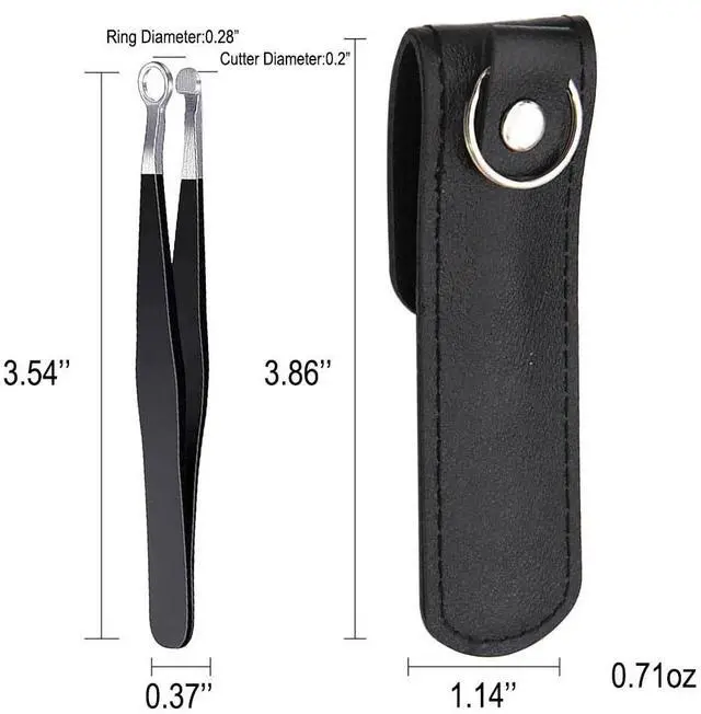 Alt view image 5 of 7 - Nose Tweeezers, Manual Nose Hair Trimmer for Men- Stainless Steel Precision Blades with Leather Case, Nasal Hair Cutter Tweezers for Eyebrow, Ear & Facial Hair Grooming Tool (Black)