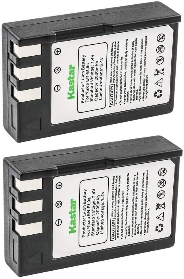 Main image of 2 Packs EN-EL9 Compatible Battery Replacement for Nikon EN-EL9, EN-EL9a, EN-EL9e Batteries and Nikon D40, D40x, D60, D5000, D3000 Cameras, Nikon MH-23 Charger
