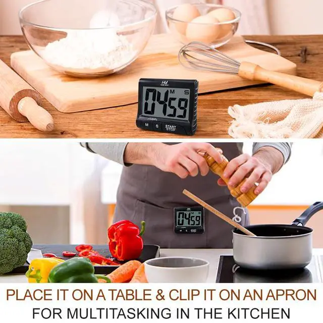 Alt view image 4 of 6 - 3" Large Display Kitchen Timer - Digital Timer Magnetic Back Loud Alarm On A Rope- Black Cooking Timers For Kitchen Teachers Students Games Kids Meetings -Sports Timers For Workouts Exercise