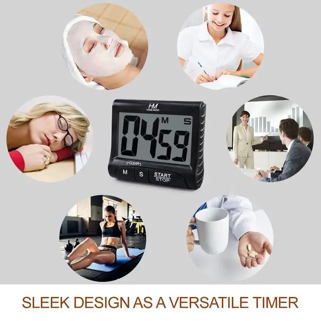 Alt view image 5 of 6 - 3" Large Display Kitchen Timer - Digital Timer Magnetic Back Loud Alarm On A Rope- Black Cooking Timers For Kitchen Teachers Students Games Kids Meetings -Sports Timers For Workouts Exercise
