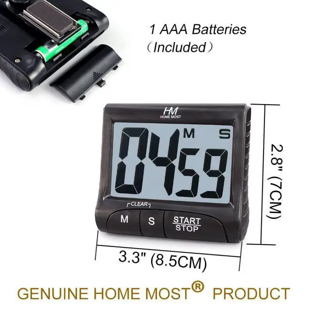 Alt view image 6 of 6 - 3" Large Display Kitchen Timer - Digital Timer Magnetic Back Loud Alarm On A Rope- Black Cooking Timers For Kitchen Teachers Students Games Kids Meetings -Sports Timers For Workouts Exercise