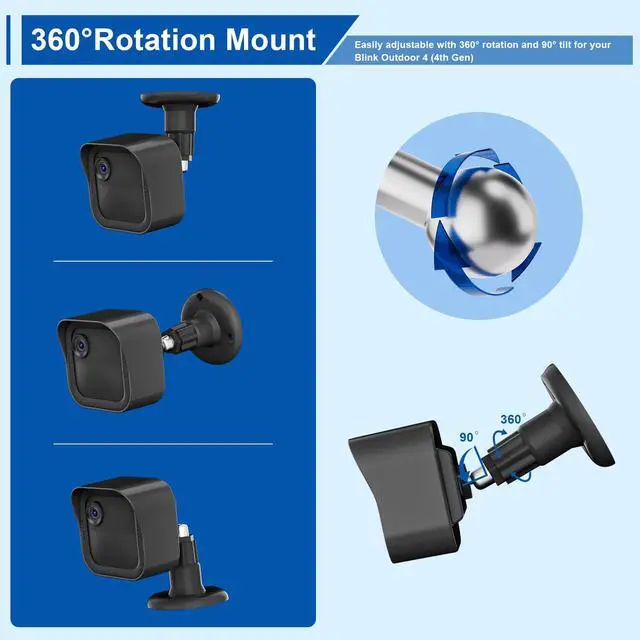 Alt view image 5 of 7 - Outdoor Camera Surveillance Mount for Blink-3 Pack, Weatherproof Protective Housing and 360 Degree Adjustable Mount for Blink Outdoor 4th & 3rd Gen Cam with a Sync Module XR Mount