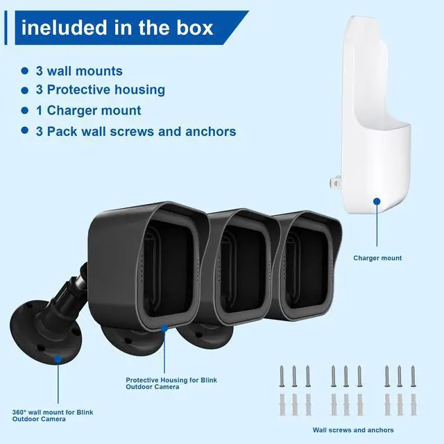 Alt view image 7 of 7 - Outdoor Camera Surveillance Mount for Blink-3 Pack, Weatherproof Protective Housing and 360 Degree Adjustable Mount for Blink Outdoor 4th & 3rd Gen Cam with a Sync Module XR Mount