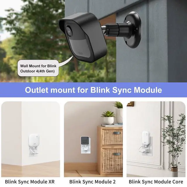 Alt view image 6 of 7 - Wall Mount for Blink Outdoor 4 (4th Gen) and Outdoor (3rd Gen), 4 Pack Weatherproof Protective Housing and 360 Degree Adjustable Mounting with Blink Sync Module Mount (Camera Not Included, Black)