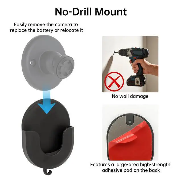Alt view image 3 of 7 - No Drill Weatherproof Wall Mount for Blink Outdoor 4 and Blink Outdoor 2K+ Camera System, 3 Pack Silicone Protective Case Cover and Adhesive Brackets, with Outlet Holder for Sync Module Core