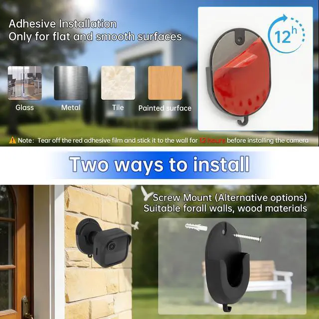 Alt view image 7 of 7 - No Drill Weatherproof Wall Mount for Blink Outdoor 4 and Blink Outdoor 2K+ Camera System, 3 Pack Silicone Protective Case Cover and Adhesive Brackets, with Outlet Holder for Sync Module Core