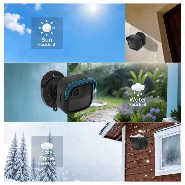 Alt view image 4 of 7 - No Drill Weatherproof Wall Mount for Blink Outdoor 4 and Blink Outdoor 2K+ Camera System, 3 Pack Silicone Protective Case Cover and Adhesive Brackets, with Outlet Holder for Sync Module Core