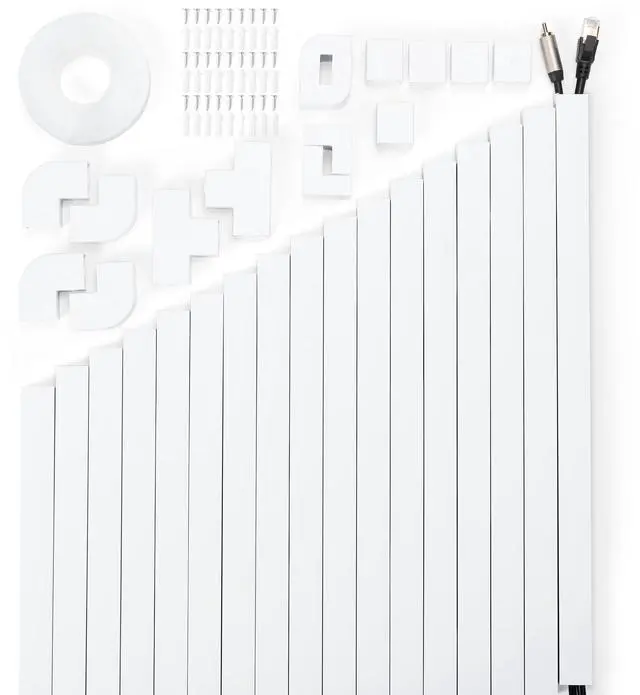 Main image of 306in Cord Hider Kit, Cord Covers for Wires on Wall, Paintable Wire Cover for Cords, Cable Hider for Wall Mounted TV, White Cord Concealer, Cable Raceway Wire Management, 18x L17in x W0.95in x H0.55in