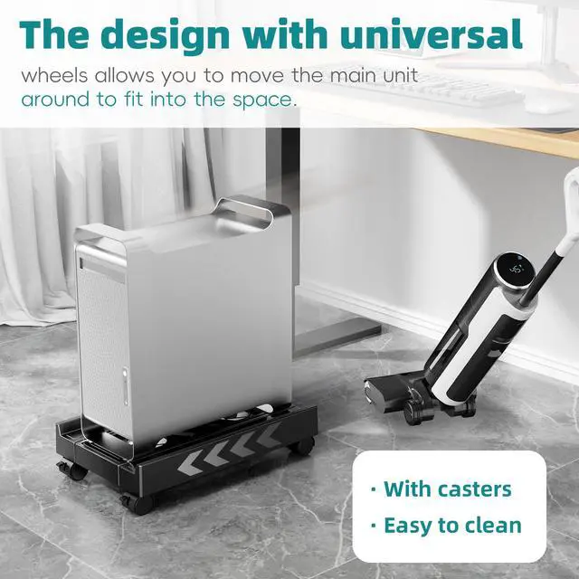 Alt view image 7 of 7 - Adjustable Computer Tower Stand, Mobile CPU Stand with 4 Rolling Caster Wheels, Under Desk CPU Holder PC Floor Cart PC Riser for Gamers and Students (Standard Model)