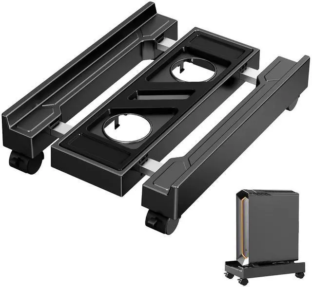 Main image of Adjustable Computer Tower Stand, Mobile CPU Stand with 4 Rolling Caster Wheels, Under Desk CPU Holder PC Floor Cart PC Riser for Gamers and Students (Standard Model)