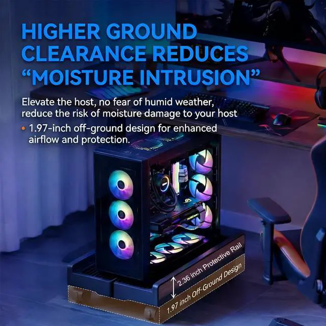 Alt view image 6 of 7 - Adjustable CPU Stand,Ventilated PC Stand for Floor/Carpet/Under Desk, 110LBS Computer Tower Stand with Locking Caster Wheels, Fits Most Gaming/Desktop PCs, Rolling Cart for Office,Gamers & Students