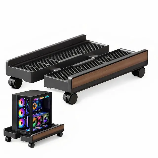 Main image of Adjustable Mobile Computer Tower Stand, Ventilated CPU Stand with Locking Caster Wheels, Fits Most Computer Towers, Under Desk Floor PC Cart, Universal PC Holder for Office, Students & Gamers (Black)