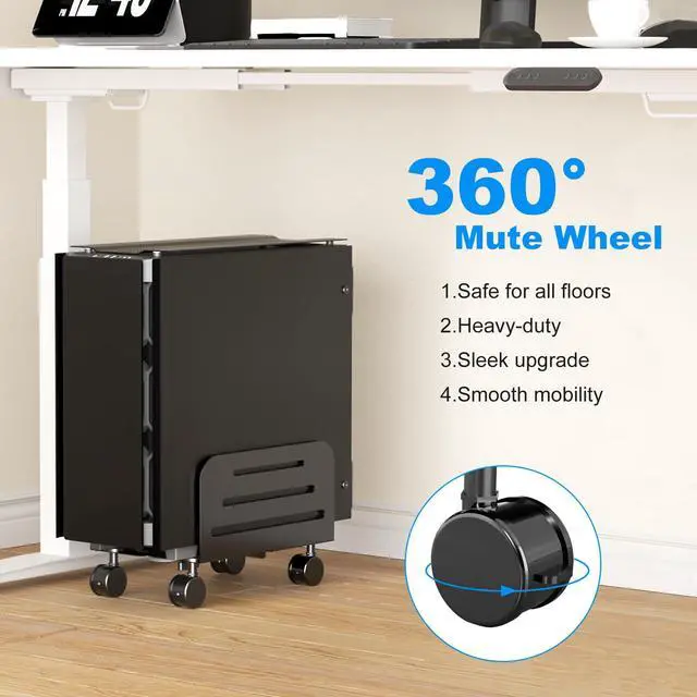 Alt view image 4 of 7 - Computer Tower Stand,Mobile CPU Rolling Stand, 5.5 to 9.8 inch Wide Adjustable Mobile Cart Holder with Locking Caster Wheels,Gaming PC Holder,Steel Rolling Cart,Black(ZJJ005)