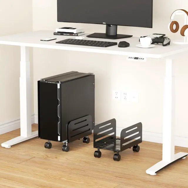 Alt view image 7 of 7 - Computer Tower Stand,Mobile CPU Rolling Stand, 5.5 to 9.8 inch Wide Adjustable Mobile Cart Holder with Locking Caster Wheels,Gaming PC Holder,Steel Rolling Cart,Black(ZJJ005)